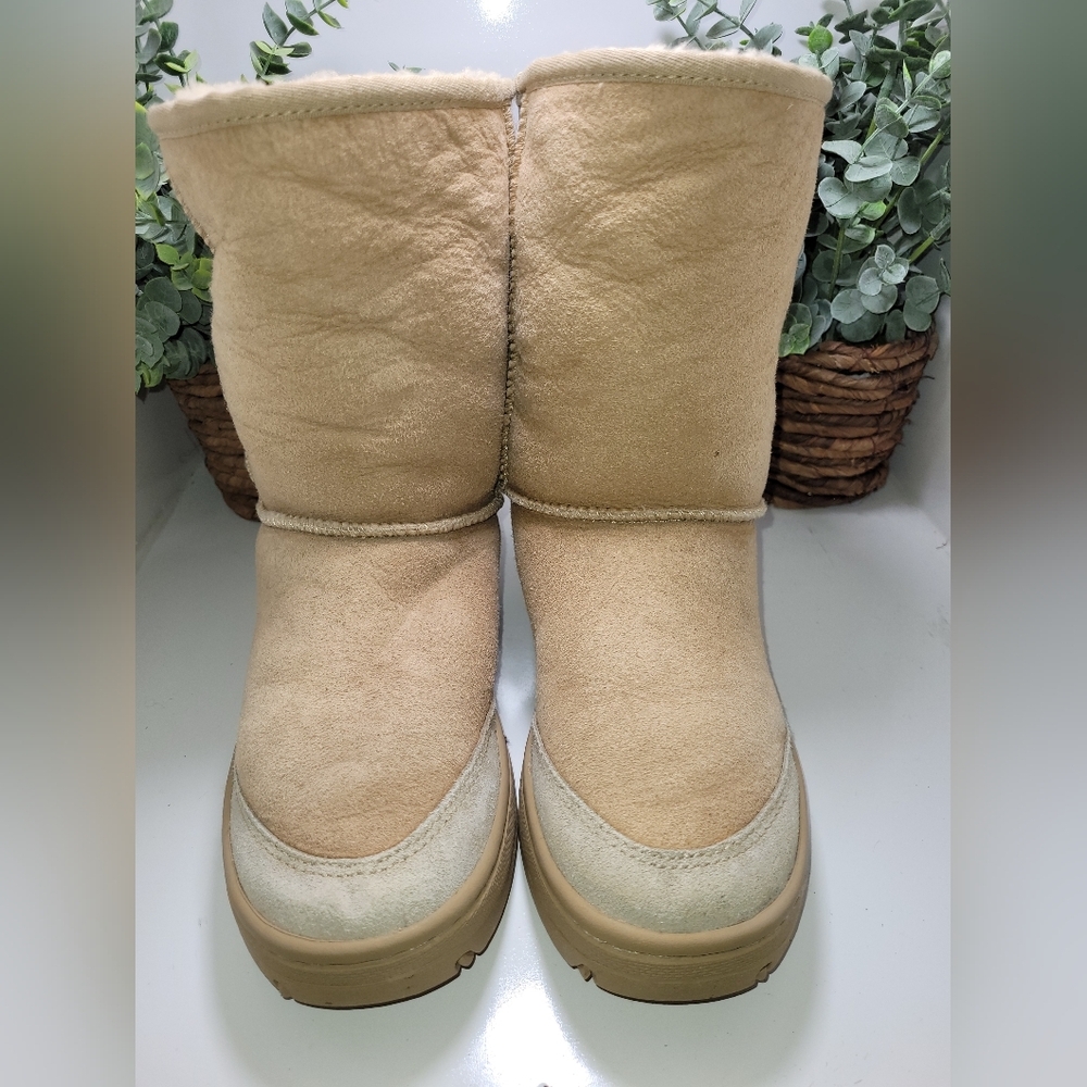 UGG Tan Ankle Booties with Plush Suede